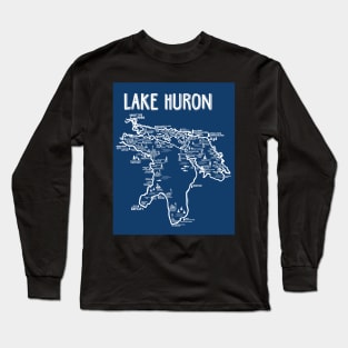 Lake Huron Map Long Sleeve T-Shirt